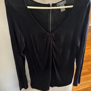 Neiman Marcus V Neck Black Blouse